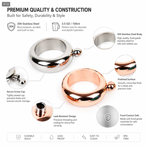 Pulsera personalizada de alta calidad para mujer, brazalete redondo de acero inoxidable con <span class=keywords><strong>licor</strong></span>, frasco de cadera de 3,5 oz - Product Image 5