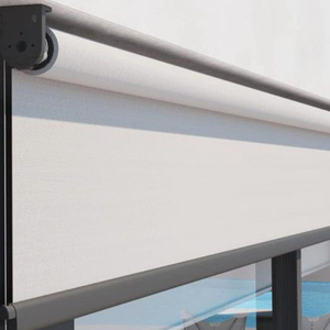 Windproof Zip theo dõi điện Zip Màn hình PVC con lăn Rèm cơ giới ngoài trời Patio Sun Shading bên ngoài cán rèm ngoài trời - Product Image 2