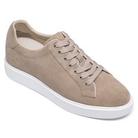 Chaussures décontractées rehaussantes en daim abricot, qualité supérieure, personnalisables en usine, pour augmenter la taille de 6 cm/2,36 pouces