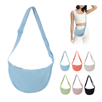 Sac bandoulière pour femme en nylon, forme croissant/banane, avec fermeture éclair, sac messager et sac de jour avec sangle réglable