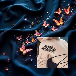 Tatuajes Temporales Personalizados al por Mayor, Resistentes al Agua, con Diseño de Rosas Negras Sexys, Multifuncionales - Product Image 4