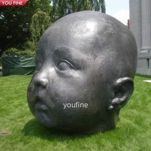 Escultura de Jardín al Aire Libre, Gran <span class=keywords><strong>Cabeza</strong></span> de Bebé Gigante de Bronce Fundido - Product Image 3