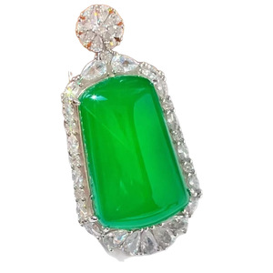 Nuova Collana con Pendente a Fiore in Calcedonio Verde Naturale Stile Cinese, Catena in Lega Metallica Preziosa con Design Sportivo - Product Image 5