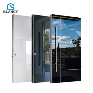 Italian Main Entry Design Stainless Steel Entrance Exterior Security Front Pivot Modern Entrance Black Door