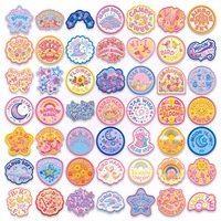 50 autocollants transparents en PET à motifs de dessins animés, imperméables, avec découpe, imprimés pour la décoration de vêtements, la broderie et le bricolage à domicile