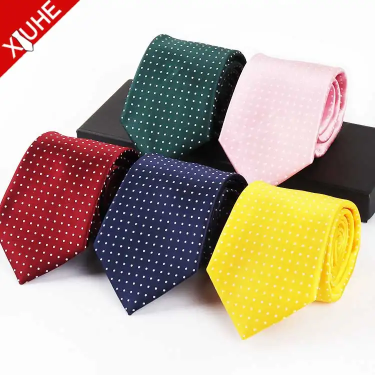 New Arrival Wholesale Pink Solid Color Mens Necktie Army Green Woven Neckties Dot Pattern Wholesale Polyester Tie