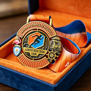 Medalla Personalizada de Oro Antiguo de 10K con Diseño Costero de <span class=keywords><strong>África</strong></span> Occidental - Premio Giratorio de Metal Esmaltado <span class=keywords><strong>para</strong></span> Carreras - Product Image 4