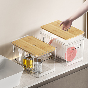 Wholesale <b>Plastic</b> Three-piece Stackable Transparent Design Tissue Box Desktop Coffee <b>Table</b> Pull-out Roll Paper Box - Product Image 2
