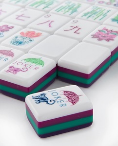Versión Estadounidense, Fichas Cuadradas de Mahjong Americano Color Rojo Rosa, Madera con Vetas, Cartas de Ajedrez de Cristal de Alta Calidad - Product Image 2