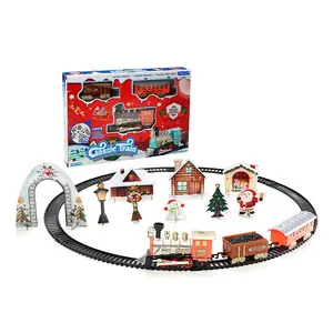 أفضل هدية الكريسماس لعبة القطار الكهربائي مع الموسيقى والضوء بطارية تعمل البلاستيك بو القطار