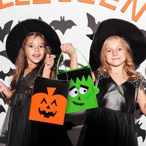 4 diseños de fieltro Candy Tote Gift Bag Pumpkin Bat Monster Mummy Pattern Halloween Trick or Treat Bags con asa para favores de fiesta - Product Image 5