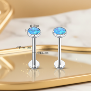 Joyería de Titanio G23 para Piercing con Ópalo, ASTM F136 |   Pendientes de rosca interna y anillos para labios con parte trasera plana al por mayor - Product Image 3