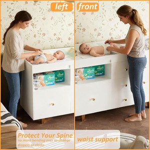 <span class=keywords><strong>Table</strong></span> <span class=keywords><strong>à</strong></span> <span class=keywords><strong>langer</strong></span> moderne blanche pour bébé avec grand plateau, étagères latérales et armoire <span class=keywords><strong>à</strong></span> ouverture par pression - Product Image 6