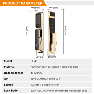 <span class=keywords><strong>Cerradura</strong></span> Inteligente UIELOCK QB40 OEM, <span class=keywords><strong>Cerradura</strong></span> Electrónica <span class=keywords><strong>Biométrica</strong></span> con Huella Dactilar, <span class=keywords><strong>Cerradura</strong></span> Digital Inteligente para Puerta <span class=keywords><strong>Exterior</strong></span> con Cámara - Product Image 2