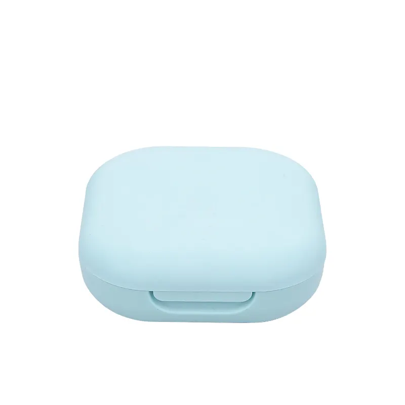 blue empty plastic square compact powder case with mirror double layer press powder container