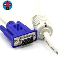 Kabel VGA 1.5M 3+4 Putih 15pin Male to Male dengan Jaket PVC dan Pelindung Kombinasi untuk Monitor Komputer