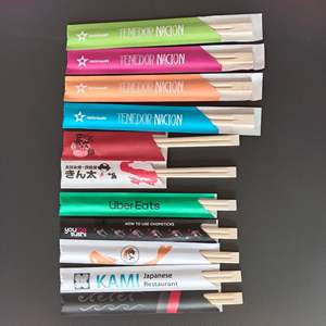 Baguettes jetables naturelles en vrac, personnalisées, imprimées, emballées individuellement dans du papier, baguettes <span class=keywords><strong>à</strong></span> <span class=keywords><strong>sushi</strong></span> - Product Image 2