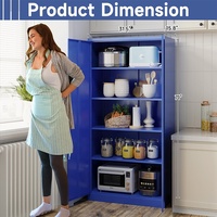 Armoire de rangement en métal à 2 portes verrouillable en acier bleu 4 étagères réglables Home School Living Room Garage Tool Utility Organization