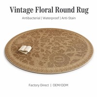 Tapis rond floral élégant, grand tapis circulaire marron antique, style tapisserie traditionnelle pour coin lecture et décoration intérieure
