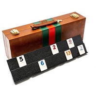 Deluxe-Unisex-Hohe Qualität Lederholzregale für Rummy-Spiele Spaß Familie Brett-Spiel-Set Boxverpackung hintenseitig inspiriert