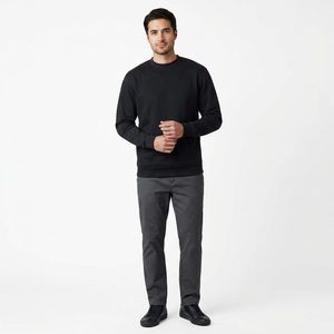 Sudadera Lisa Personalizada al por Mayor, 100% Algodón, Talla Grande, Informal, Lisa, Color Negro, Deportiva de Invierno para Hombre, Sudaderas Básicas - Product Image 1