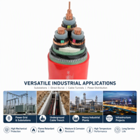 Câble d'alimentation en cuivre blindé Cu/XLPE/SWA/LSZH 0,6/1 kV 3 conducteurs, conducteur sans oxygène, blindage métallique, semi-conducteur, IP65, 500 m