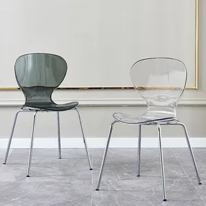 Soggiorno ristorante mobili da caffè sedie da pranzo trasparenti impilabili sedie da caffè acriliche in cristallo di plastica trasparente in metallo