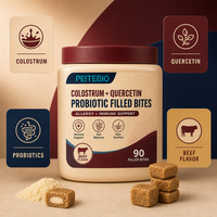 PEITEBIO Bouchées Probiotiques au Colostrum et Quercétine pour Chats, Soutien Immunitaire, Digestif et Cutané, Saveur Bœuf, 90 unités