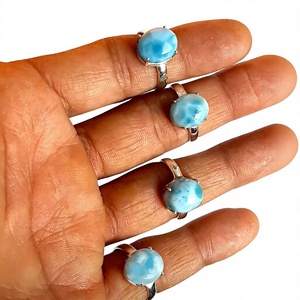 Anillo de Plata con Larimar Natural, Pectolita Azul para la Fabricación de Joyas al por Mayor - Product Image 1