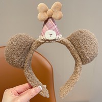 Serre-tête en peluche mignon de dessin animé pour femmes, bandeau doux en forme d'animal, accessoires capillaires pour jeunes filles, cadeau