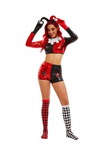 Ensemble de costume sexy de clown <span class=keywords><strong>Harley</strong></span> <span class=keywords><strong>Quinn</strong></span> avec haut court - Tenue de cosplay pour spectacle de scène d'Halloween - Product Image 4