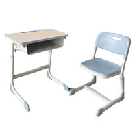 Ensemble bureau et chaise scolaire individuels durables, structure métallique robuste, table et chaise d'étude réglables pour enfants, idéal pour l'éducation secondaire