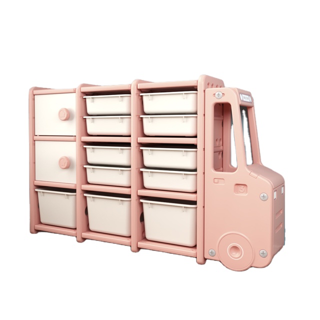 Горячие дети большой емкости розового цвета с изображением машины (3 слоя для маленьких детей игрушка полки для хранения игрушек шкаф