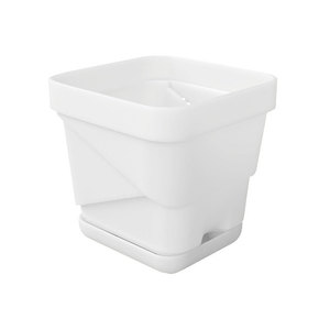 Pot de fleurs carré en plastique Qinfeng avec plateau pour plantes d'intérieur et succulentes, design moderne et simple, 11,5x9,5 cm - Product Image 3
