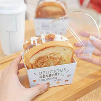 Caja de cartón moderna superventas para llevar, para panadería, desayuno, sándwiches de huevo, con tapa, laminación brillante/mate