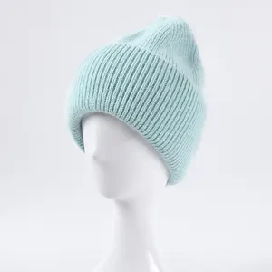 Women's Autumn and Winter Thickened Warm Rabbit Hair Knitted Hat Korean Fashion Solid Color Versatile Woolen Beanie