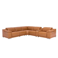 Ensemble de canapés inclinables de luxe 5 places pour salon, canapé en cuir avec rangement intégré