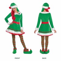 Ensemble de costumes d'elfe de Noël pour adultes, tenue d'elfe en velours avec chapeau, ceinture et couvre-chaussures pour fête de Noël et scène
