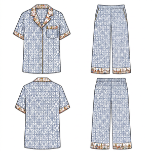 Conjunto de Pijama de Bambú Estampado, Ropa de Dormir de Manga Corta, Ropa de Casa para Bebés - Product Image 1