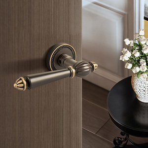 黄铜现代简约门锁美式轻奢磁力静音金色门把手通用易安装 - Product Image 4