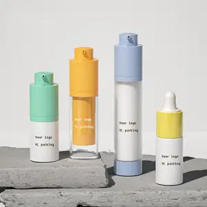 Custom Empty Twist Up Matte Blue Yellow Green Colorful Refill Airless Pump Cosmetic Bottle 15ML 30 Ml 50 Ml Product