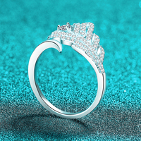 Bague Aile d'Ange en Argent Sterling 925 avec Moissanite Taille Poire, Micro-Pavé, Plaqué Rhodium, Certifiée Hypoallergénique, Luxe et Tendance