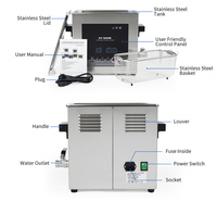 Pembersih Ultrasonik Gigi Elektrik 6L 40kHz Baja Tahan Karat Timer Digital 300W Pemanas Timer 1-99 Menit untuk Penahan Gigi