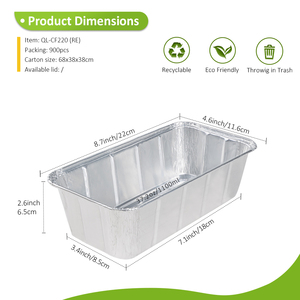 Moldes desechables de papel de aluminio de 2 lb (8.7x4.6x2.6 pulgadas) de alta resistencia para <span class=keywords><strong>pan</strong></span>, pasteles de plátano y pastel de carne - Product Image 1