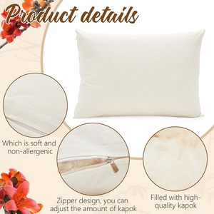 <span class=keywords><strong>Oreiller</strong></span> de sommeil en fibre de kapok naturelle, hauteur réglable, housse en coton, soutien doux - Product Image 3