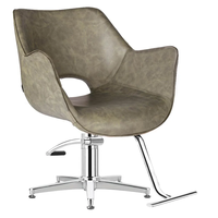 Fauteuil de coiffure en cuir vert sauge pour salon de beauté, chaise de barbier économique avec repose-pieds et vérin hydraulique pour femmes
