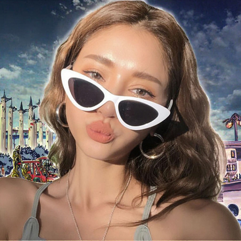 Fashionable Cat-Eye Triangular Sunglasses for Men and Women Polarized Acrylic Lenses with PC Frame