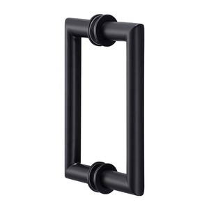 Poignée de porte en verre noir mat personnalisé poignée de poussée longue poignée de porte avant en acier inoxydable pour utilisation dans la salle de bain - Product Image 1