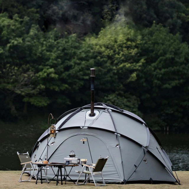 Custom OEM Dome Hot Tent with Stove Jack Waterproof 4 Season Camping Tent
