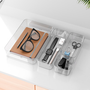 Acrylic Storage Box Rectangle Uncapped Stackable Office Organizer Drawer Style Desk Organizer for Stationery Books Small - Product Image 5